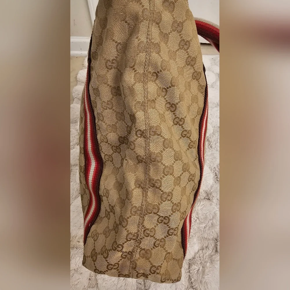 Gucci Monogram Tote with Red Netting
